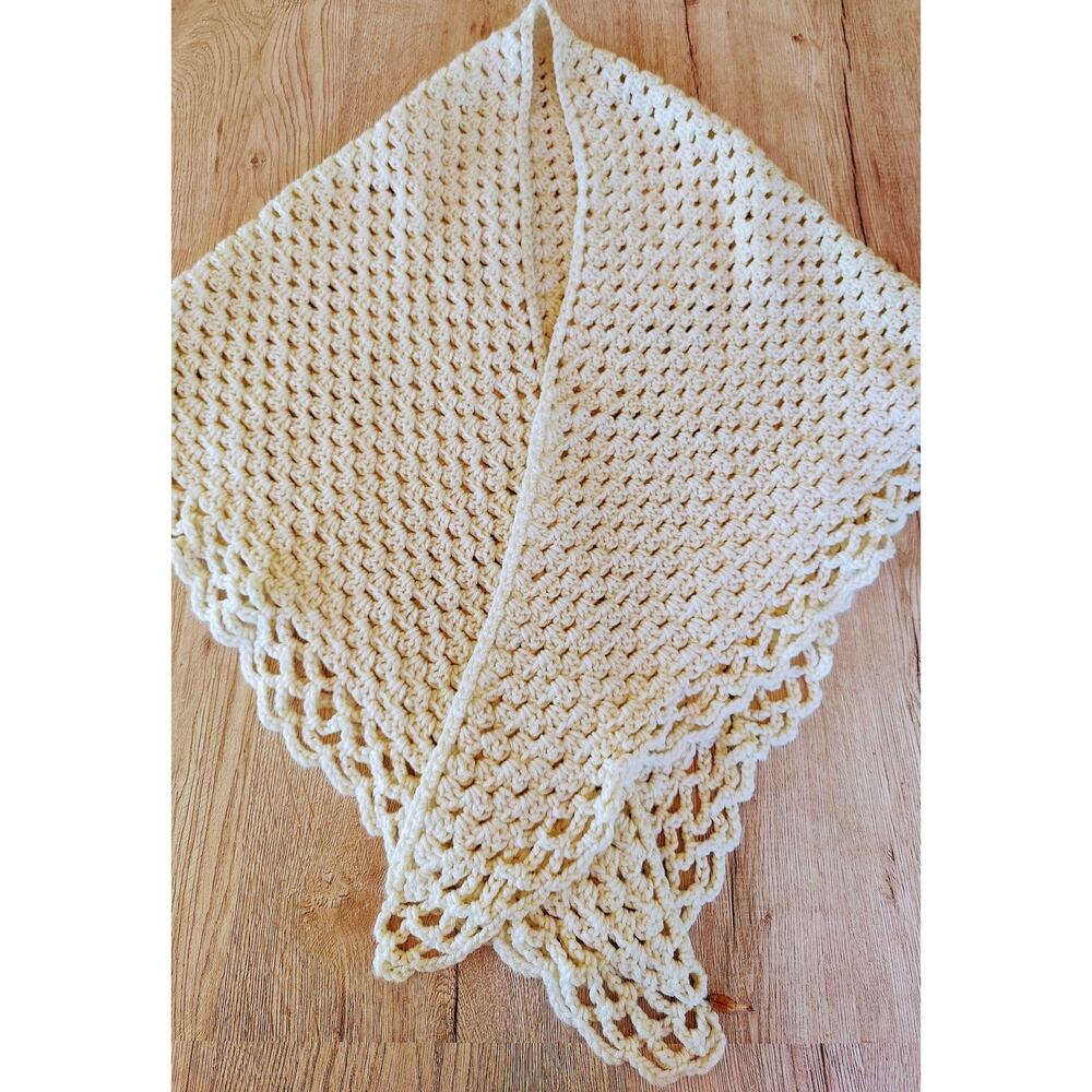 Listing is for Vintage Handmade Crochet Shaw only in Soft Cream Festival Boho - Picture 2 of 3